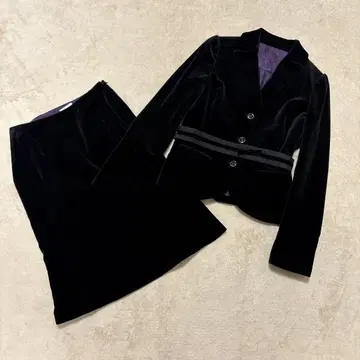 새상품급 TO BE CHIC 벨로아 스커트 셋업 벨트 포함 리본