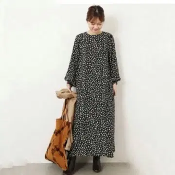 컨디션 최상 저널 스탠다드 빈티지 플라워 원피스 블랙 꽃무늬 긴팔