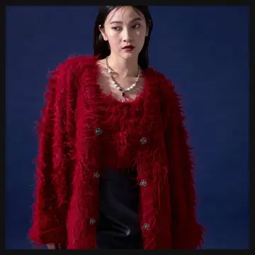 Ellno de Mavie* 비쥬 차이나 아우터 라이크 샤기 가디건