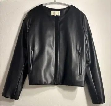 BEAMS HEART 가죽 자켓 노카라 자켓 블랙 M