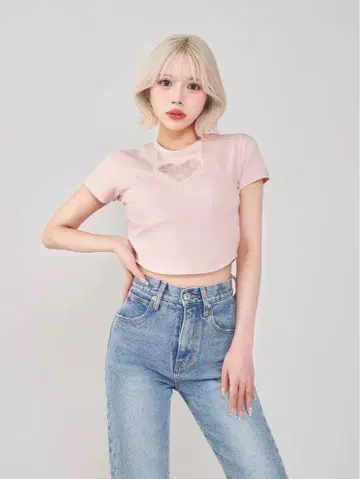 Darich 하트 레이스 컴팩트 T셔츠