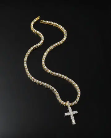 테니스 체인 목걸이 십자가 펜던트 50cm