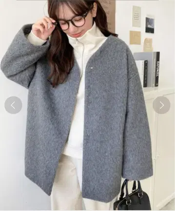 노카라 샤기 코트