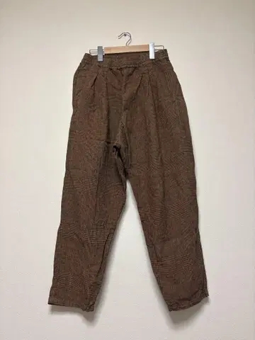 감물 염색 린넨 글렌체크 이지 팬츠
