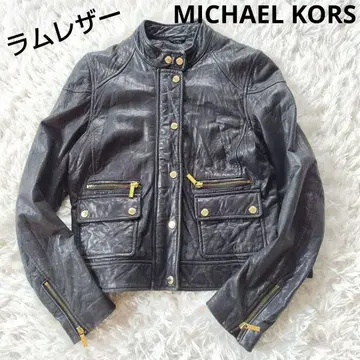 마이클코어스 램 가죽 싱글 라이더 재킷 올 패턴 블랙