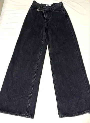 moussy 크로스 웨이스트 와이드 스트레이트 BLK
