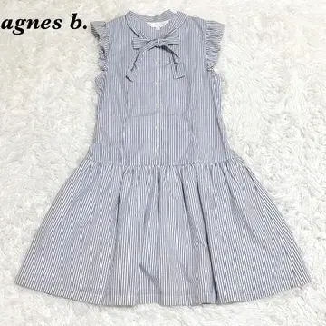 [새상품급] agnes b 슬리브리스 무릎 기장 셔츠 원피스 38 블루