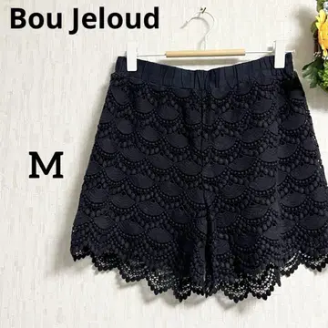 Bou Jeloud 네이비 물결 자수 레이스 숏팬츠 38 M