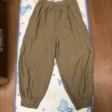 베이지 사루엘 팬츠 허리밴딩