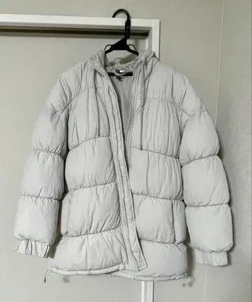 H&M 후드 부착 다운 자켓 S 라이트 그레이