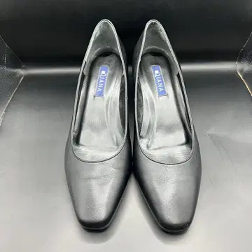 DIANA 블랙 가죽 하이힐 펌프스 스퀘어토 25cm 포멀