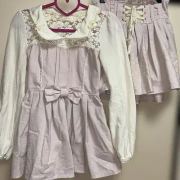 [LIZLISA] 레이스 핑크 스커트 셋업