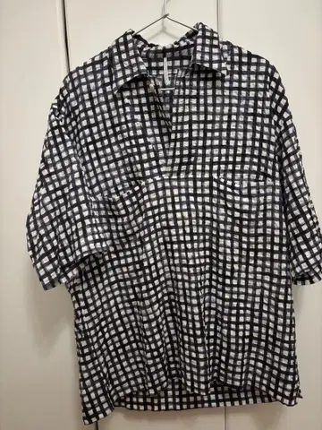 엠즈 블랙 셔츠 체크 ML 24ss