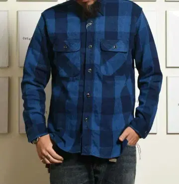 슈가케인 플란넬 셔츠 버팔로 체크 인디고