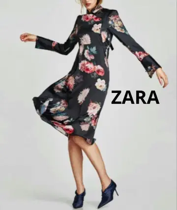 새상품급 ZARA WOMAN 자라 우먼 꽃무늬 차이나 플레어 원피스