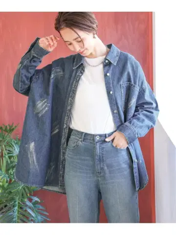 LEPSIM 렙심 상자 프린트 데님 셔츠