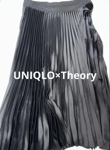유니클로 x Theory 콜라보 블랙 플리츠 스커트 롱 기장 슬릿