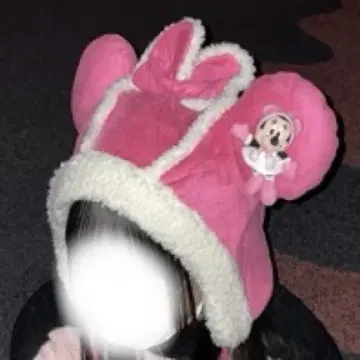 디즈니 미니 팬캡 무스탕 보아 폼폼 핑크