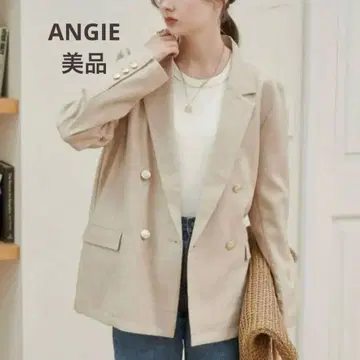 택 포함 새상품 앙제 테일러드 자켓 더블 브레스트 린넨 라이크
