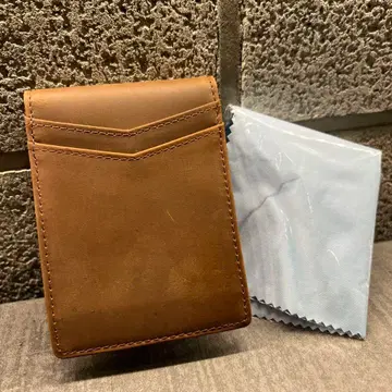 머니클립 지갑 슬림 카드 홀더 이단 접이 브라운