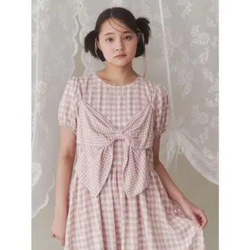 메리제니 깅엄 리본 원피스 핑크 merry jenny