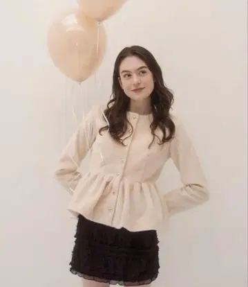muguet heart button peplum tops