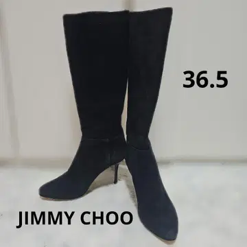 JIMMY CHOO 네이비 스웨이드 롱 부츠 하이힐