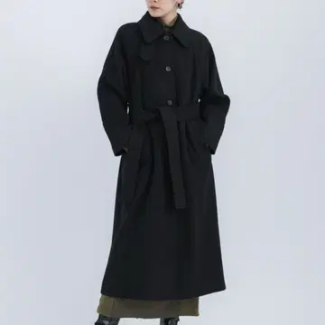 STUDIOUS 블랙 롱 코트 벨트 포함