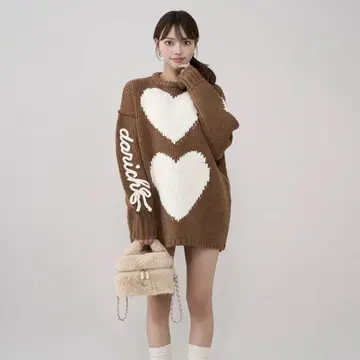 Darich*하트 로고 로우게이지 니트 튜닉