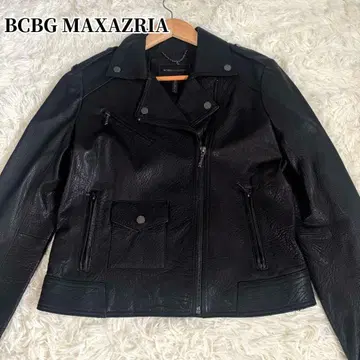 BCBG MAXAZRIA 더블 라이더 자켓 천연 가죽 카우 레더 블랙
