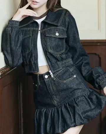 Denim Blouson & Balloon Skirt Set