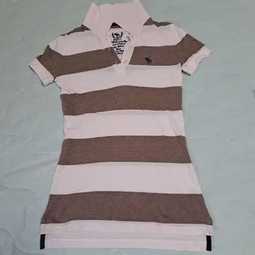 Abercrombie & Fitch 반팔 피케 셔츠 브라운 스트라이프