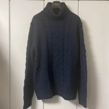 송지오  케이블 니트 터틀넥 네이비 48