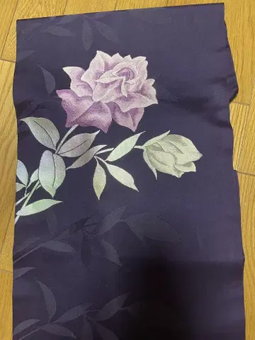 나고야 오비 순수 실크 보라색 새상품급