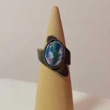 빈티지 앤티크 반지 파랑 초록 회화