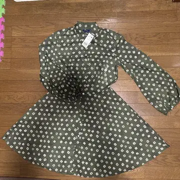 폴로 랄프로렌 올리브 그린 기하학 패턴 원피스