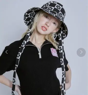 블록 체커 플라워 버킷햇 Candy Stripper 새상품급