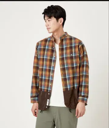 [ 새상품 ] 미즈노 남성용 샤기 체크 셔츠 머스타드 L 사이즈 긴팔