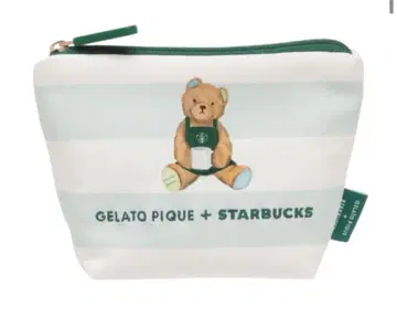 스벅 gelato pique 베어 프린트 보더 파우치 민트 그린