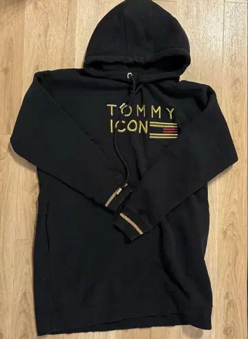 TOMMY ICONS 블랙 후드 부착 후드티 S 사이즈