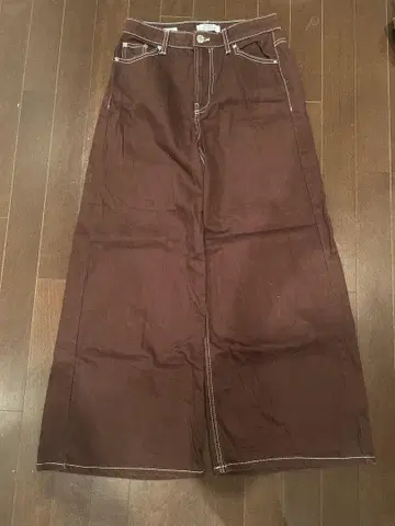 bershka baggy denim pants 브라운 슈퍼 와이드