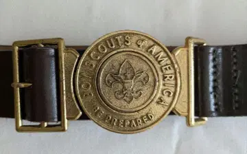 70s 보이 스카우트 공식 천연 가죽 벨트 517 브래스 버클 빈티지