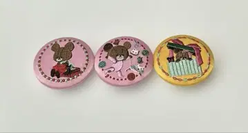 곰돌이 학교 자수 캔뱃지 비스킷 3개 세트