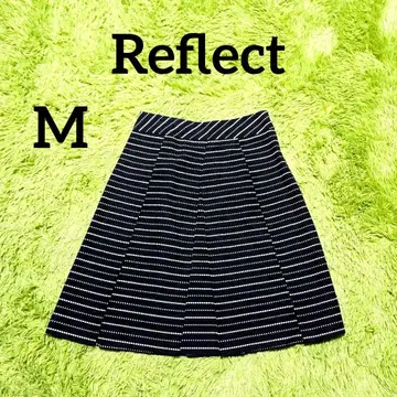 [리플렉트] 스커트 M 블랙 x 화이트 도트 스트라이프 안감 포함 일본제