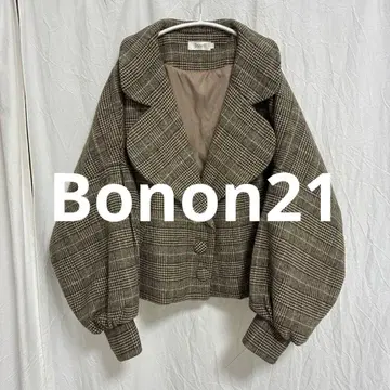 Bobon21 Jnorii 울 자켓 글렌체크 브라운 L