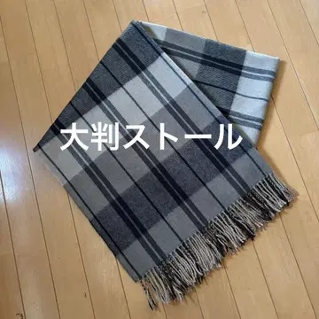 대형 스톨 브라운 계열 체크 무늬