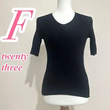 Twenty Three 블랙 니트 반팔 F 리브