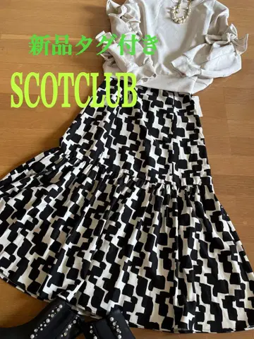 택 포함 새상품 SCOTCLUB 모노톤 밑단 캉캉 스커트