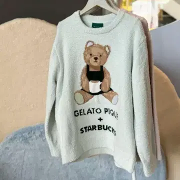 gelato pique 파우더 베어 자카드 풀오버 민트 그린