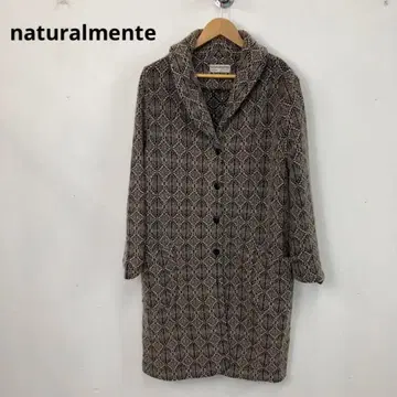 새상품급 naturalmente 내추럴 관리 롱 코트 울 올 패턴